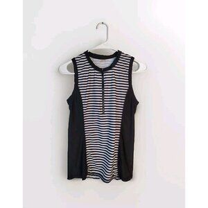 Old Navy Top Small Athletic Zip Sleeveless Striped Stretch